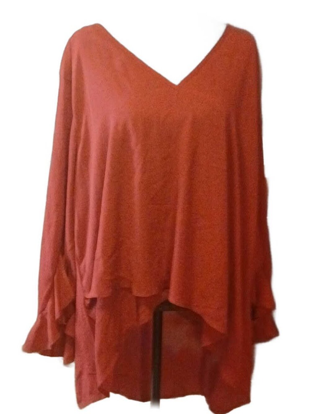 red ruffles sleeve shirt